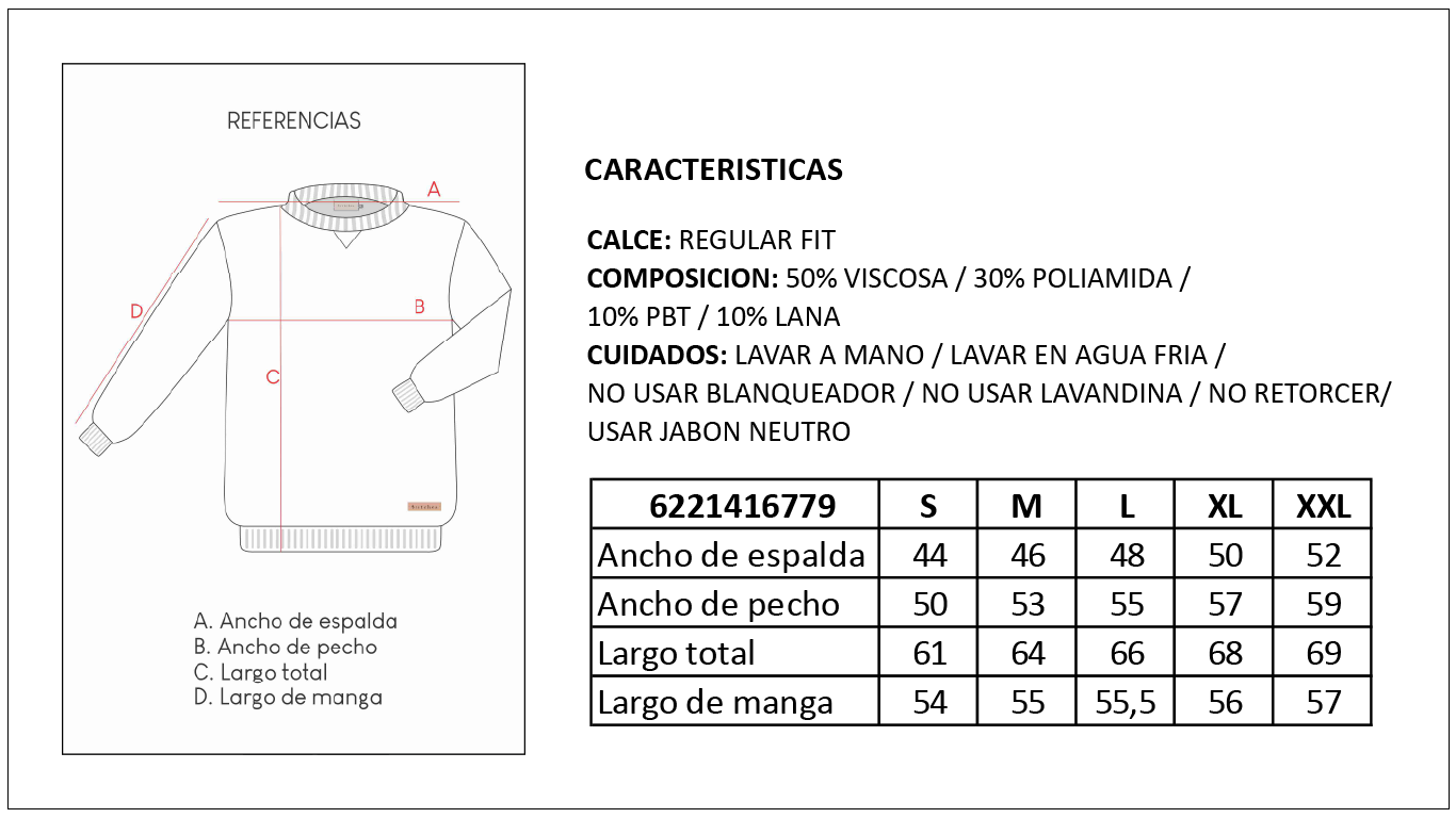 Tabla de Medidas Campera Holden Britches